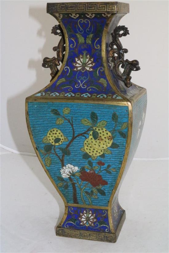 A Chinese cloisonné enamel vase, fanghu, early 19th century, 40.5cm